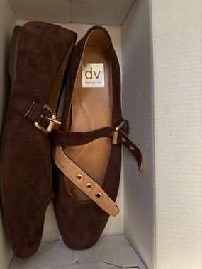 NWT Dolce Vita Chocolate Brown Suede Mary Jane Flats with Strap